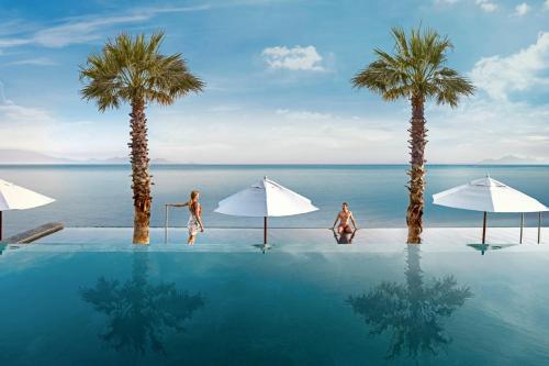 Mitsis Summer Palace resort pools and beach at Kardamena, Kos